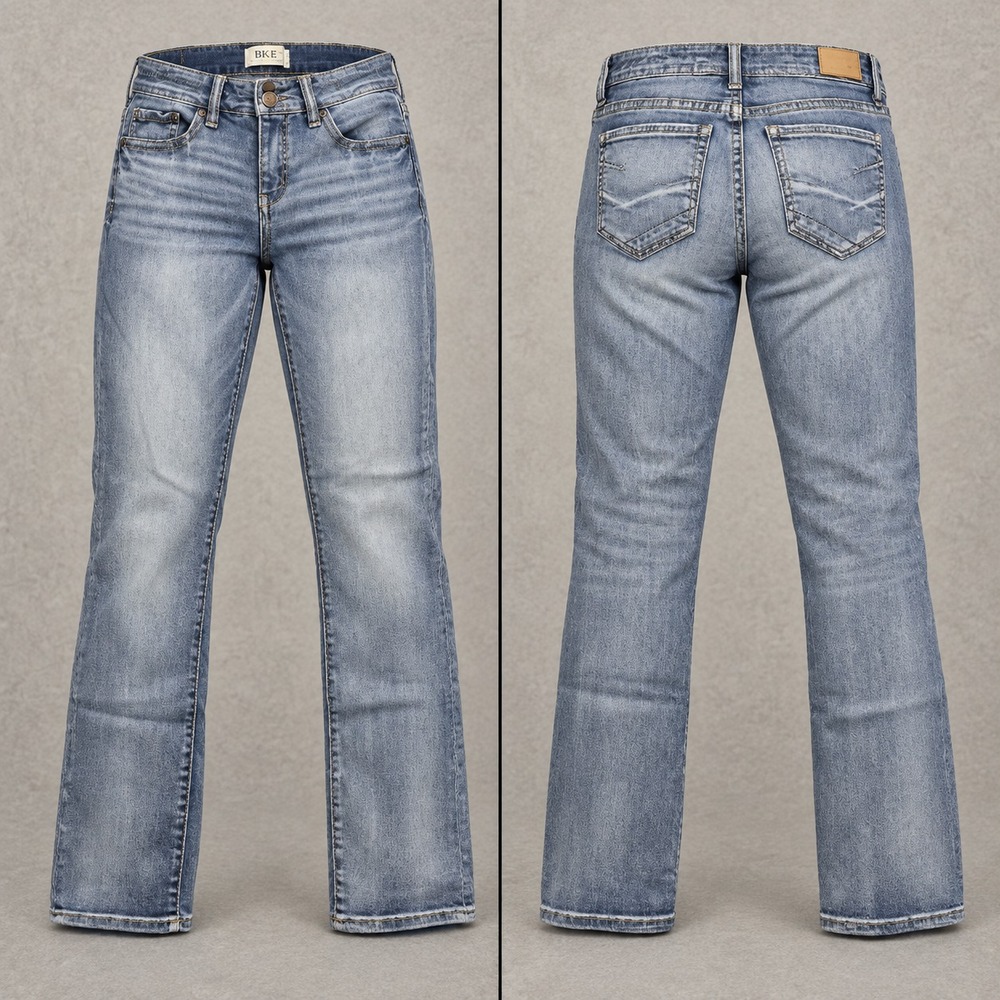 BKE Payton Jeans Womens 30x30 Straight Leg Medium Wash Thick Stitch Stretch Y2K